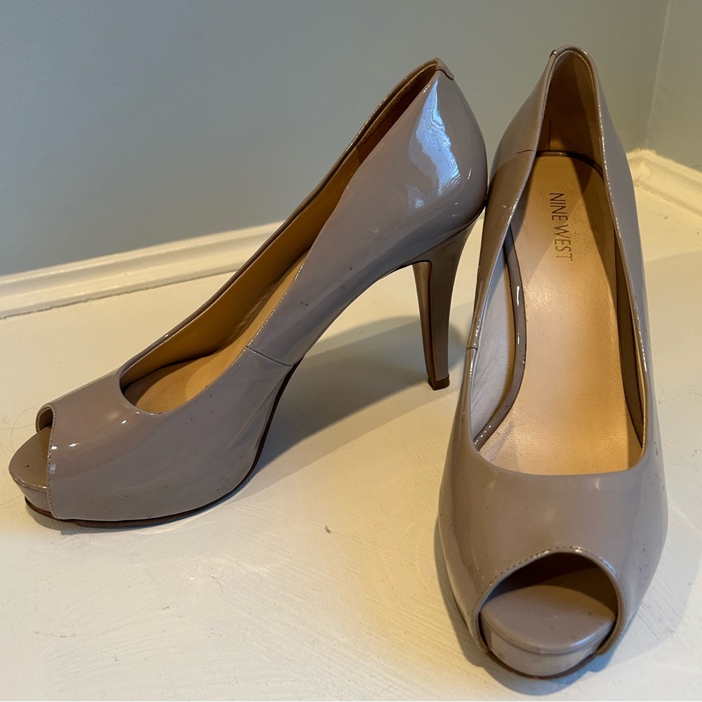 Nine West Peep Toe Nude Pumps